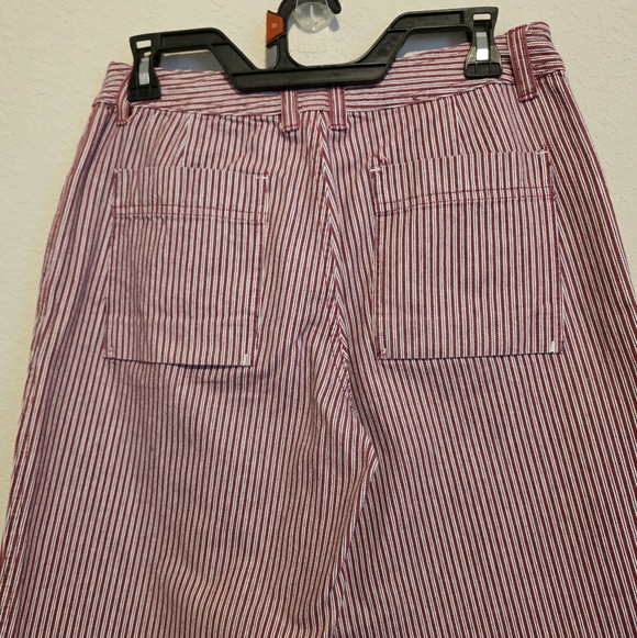 Vintage Riveted by Lee Capri Striped Red Wide Leg 100% Cotton Women's 6M - Picture 5 of 10